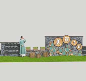 新中式 乡村入口景墙 美丽乡村振兴民俗文化